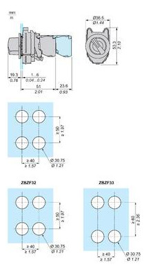Knebelschalter 2stuf gn rnd Ø30,5mm
