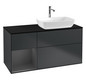 V&B Waschtisch-Unterschrank Finion 120cm, Abdeckplatte black matt, Regal Anthracite matt lacquer, Midnight Blue Matt Lacquer