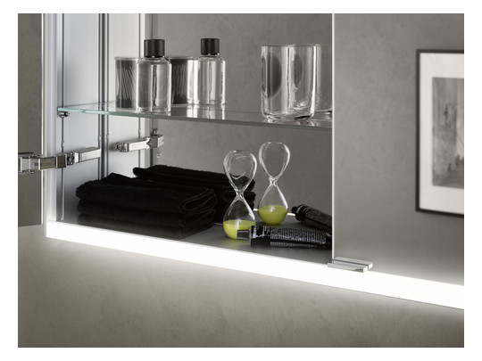 EMCO Aufputz-Lichtspiegelschrank prime 2 800x700mm, 2-türig, schwarz/spiegel