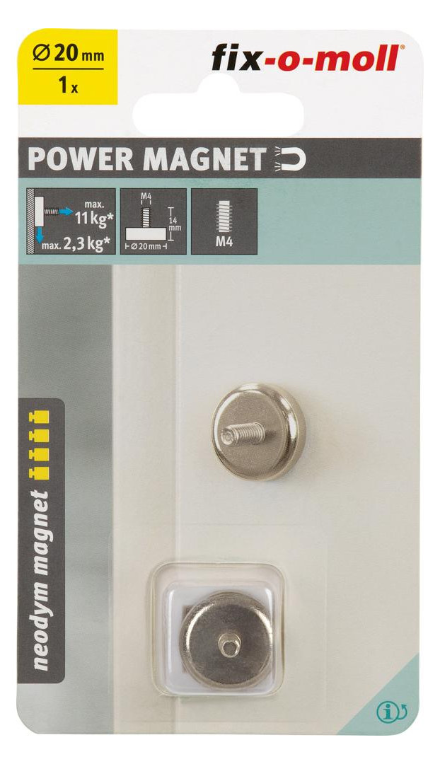 Bild Topfmagnet Neo.Ø20,H14, mit Gewindeb.M4,si l Inhalt: 1 - suki-1