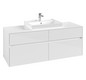 V&B Waschtischunterschrank Collaro 140x54,8x50cm, Waschtisch mittig, glossy white