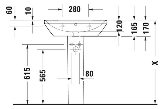Duravit Waschtisch D-Neo 65 x 44 cm, ohne Hahnloch, weiß WonderGliss, Überlauf, Hahnlochbank, weiß