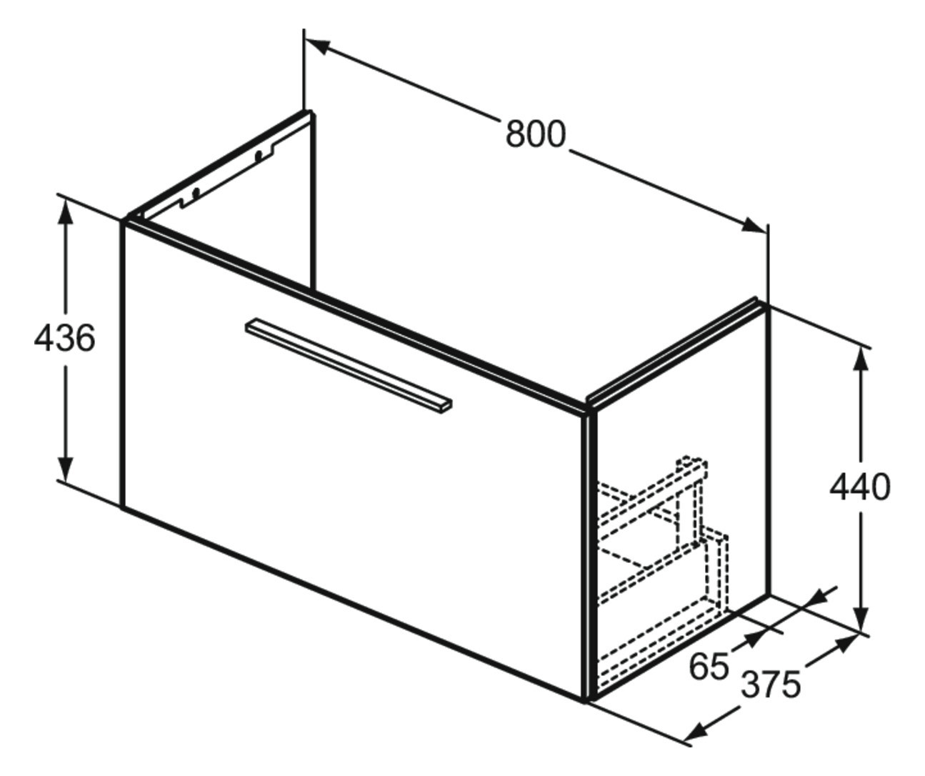 Ideal-Standard Möbel-Waschtischunterschrank i.life S 1 Auszug, 80 x 37,5 x 44 cm, carbongrau matt Ideal-Standard Möbel-Waschtischunterschrank i.life S 1 Auszug, 80 x 37,5 x 44 cm, carbongrau matt