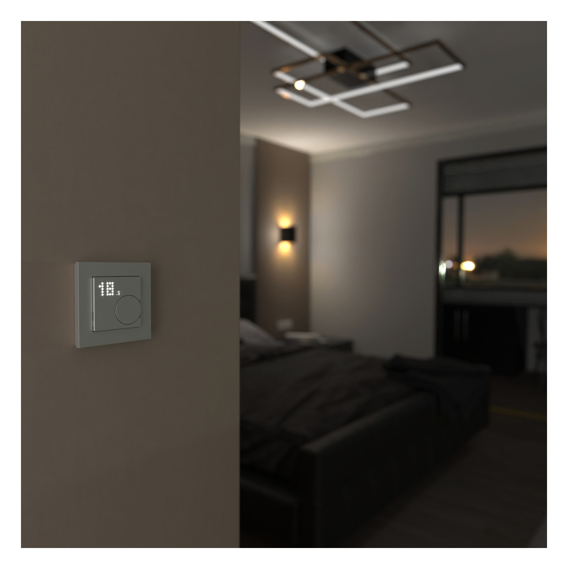 Raumtemperaturregler UP Zigbee alu mt Bedienelement Mit Vor-Ort Bedienung