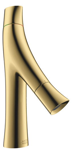hansgrohe Waschtisch-Zweigriff-Armatur 80 Axor Starck Organic Ausladung 116mm, mit Zugstangen-Ablaufgarnitur, brushed gold optic