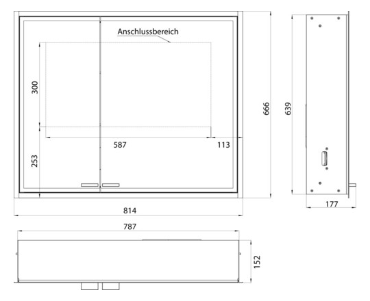 EMCO Unterputz-Lichtspiegelschrank prestige 2 815x666mm, aluminium, breite Tür rechts, ohne lightsystem