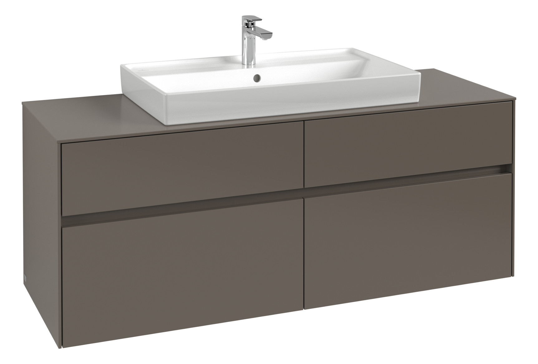 V&B Waschtischunterschrank Collaro 140x54,8x50cm, Waschtisch mittig, LED-Beleuchtung 10,4 W, white wood