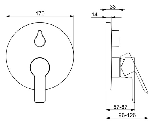 HANSA Fertigmontageset HANSALIGNA UP-Wannen-Einhebelmischer, Rosette rund, chrom