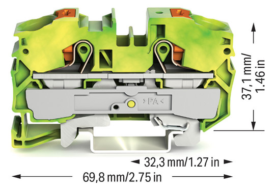 Schutzleiter-Reihenklemme 0,5-16qmm gn/ge 1Etage Hutschiene TH35