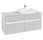 V&B Waschtischunterschrank Collaro 120x54,8x50cm, Waschtisch rechts, LED-Beleuchtung 8,8 W, white wood