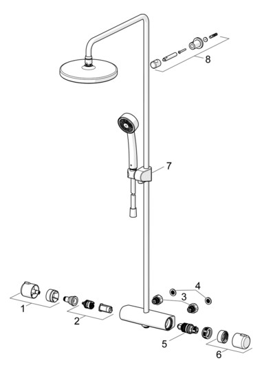 HANSA Duschsystem HANSAMICRA Eco mit Thermostat, 9 l/min, Ausladung 445-470mm, chrom