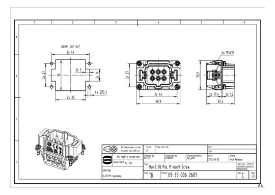HART Steckereinsatz HAN6E    09330062601 