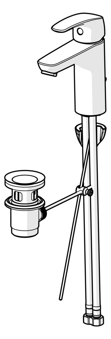 HANSA Waschtisch-Einhebelmischer HANSAPINTO XL mit Ablaufgarnitur, Ausladung 115mm, chrom