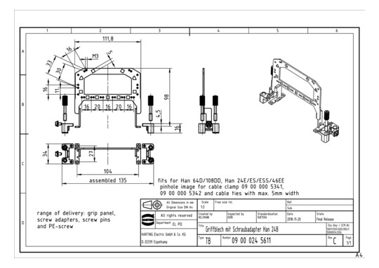 HART Griffblech mit Schrauba 09000245611 