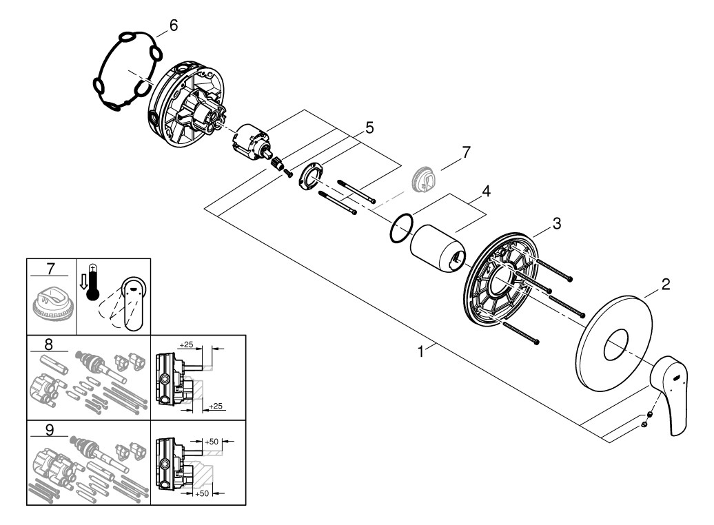 GROHE Fertigmontageset Eurosmart UP-Einhebel-Brausemischer, chrom
