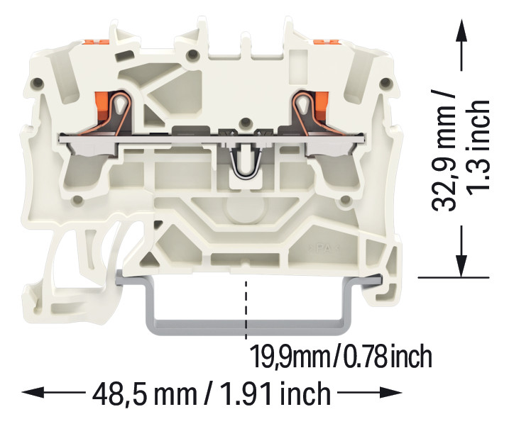 Reihenklemme 0,25-4qmm 1Etage 3kl lgr 24A TS35 Hutschiene TH35