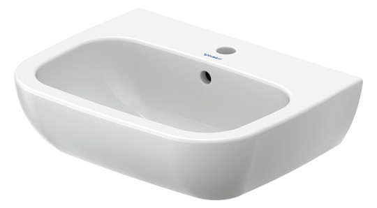 Duravit Waschtisch D-Code 55 x 43 cm, mit Hahnloch, Überlauf, Hahnlochbank, weiß