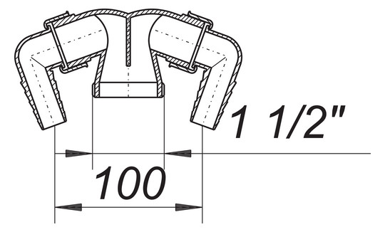 Dallmer Doppel-Anschluss 012 1 1/2", Anschluss von 2 Waschgeräten an 1 Siphon