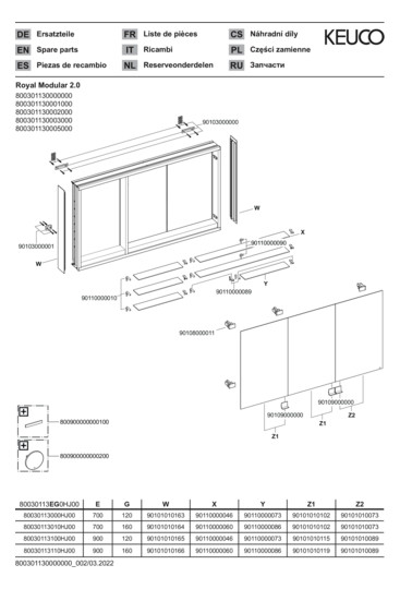 KEUCO Spiegelschrank Royal Modular 2.0 1300 x 900 x 160 mm, 2 Steckdosen, Wandvorbau, 3 Türen