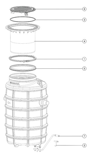 Kessel Fettabscheider EasyClean G NS 4, Klasse D, Einbautiefe 1055-1225mm