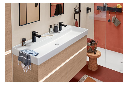 V&B Ventil verchromt, nicht verschließbar, Ventilabdeckung Keramik, stone white C+
