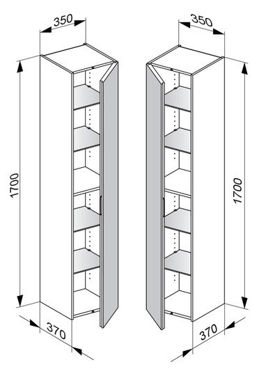 KEUCO Hochschrank Edition 11 35x170x37cm, 1-türig, Anschlag rechts, Cashmere, Glas Cashmere satiniert
