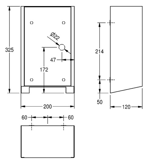 AR Händetrockner, EXOS, IR, Edelstahl, 200x325x120 mm, Front ESG weiß, 230 VAC