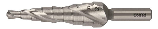 RUKO-Stufenbohrer HSS, spiralgenutet - 4,0-12,0mm, 9 Stufen