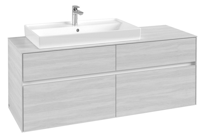 V&B Waschtischunterschrank Collaro 140x54,8x50cm, Waschtisch links, white wood V&B Waschtischunterschrank Collaro 140x54,8x50cm, Waschtisch links, white wood