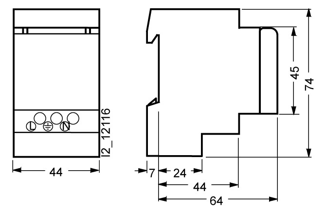 Steckdose REG 230V/AC 16A Klappd 2,5TE 64mm IP20