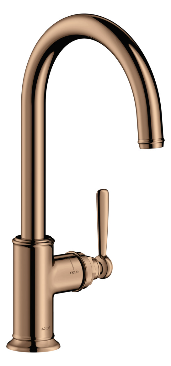 hansgrohe Spültisch-Einhebelmischer 260 Axor Montreux mit Schwenkauslauf, polished red gold
