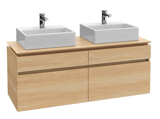 V&B Waschtischunterschrank Legato 140x55x50cm, für 2 Waschtische, mit LED-Beleuchtung, Stone Oak