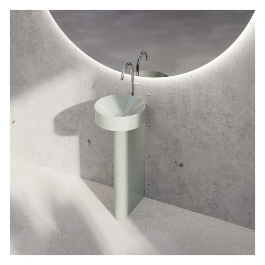 Waschtisch Pedestal BetteSuno d= 34x86,3cm, mit Hahnloch, silver