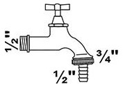 Bild MS Auslaufventil Knebelgriff, Chrom, 1/2 ""AG x 3/4""AG x 1/2""T - KIRCHHOFF-1