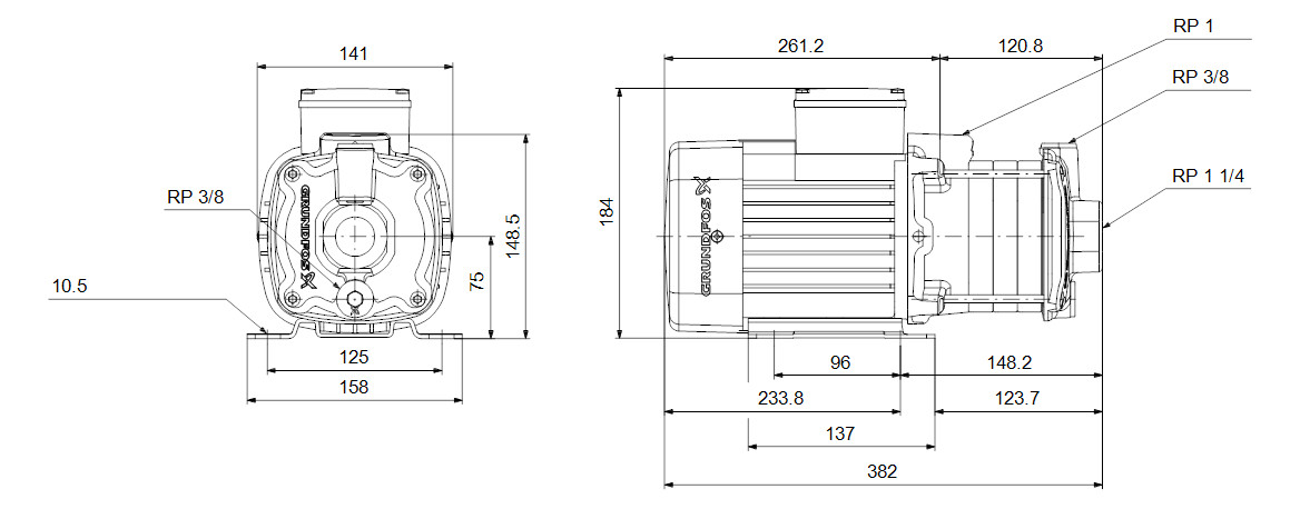 GRUNDFOS Horizontale Kreiselpumpe CM5-2 A-R-A-V-AVBV F-A-A-N