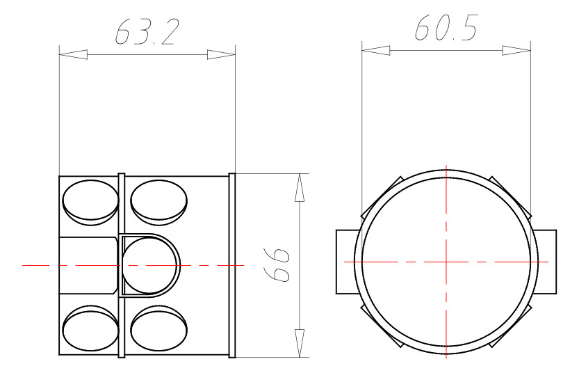 Verbindungsdose UP Ø60x66mm Kst IP2X rnd Ger/VerbDose/kast