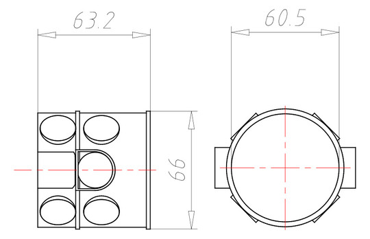 Verbindungsdose UP Ø60x66mm Kst IP2X rnd Ger/VerbDose/kast