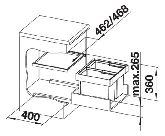 Blanco Abfallsystem FLEXON II 50/2 2 Behälter, mit Systemdeckel, 2x 19 l