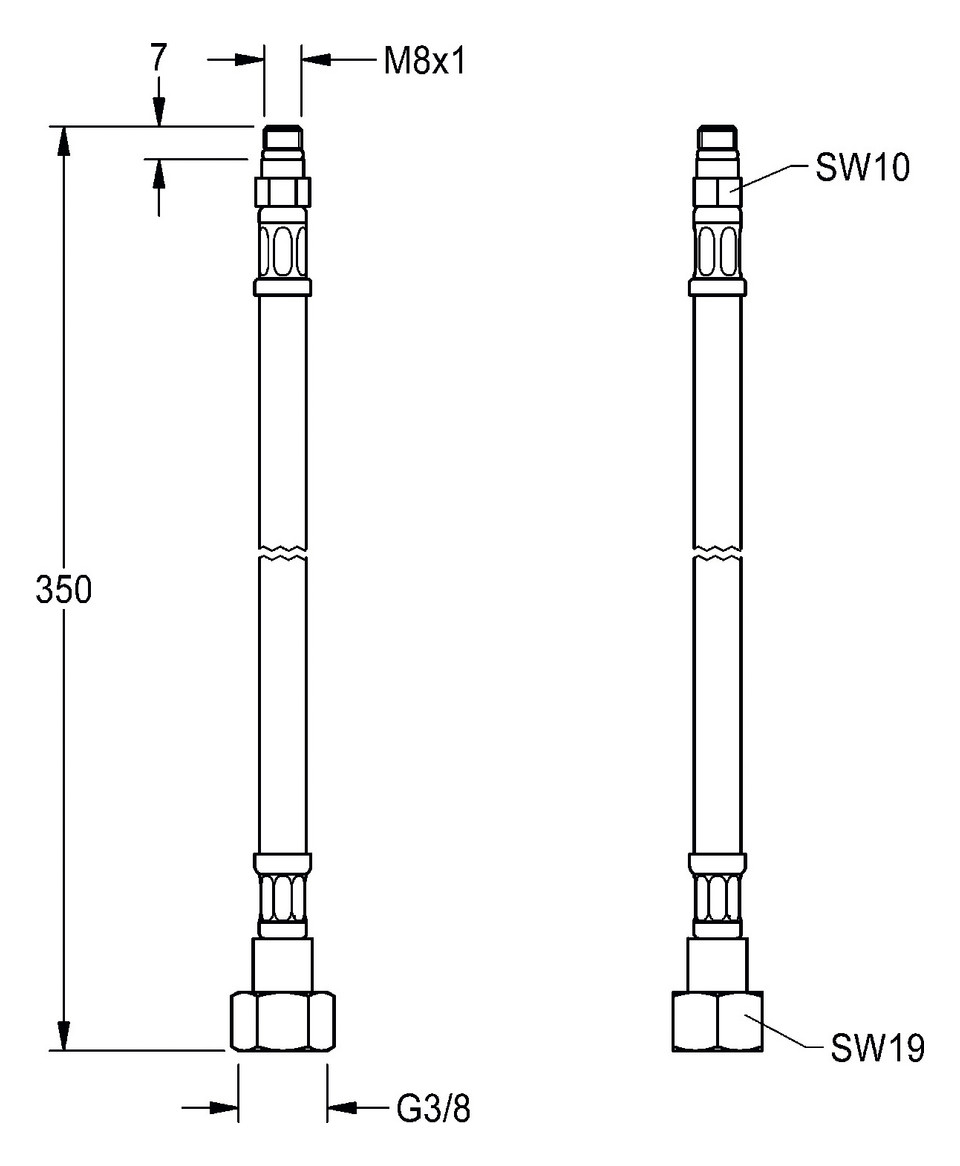 82-024-03-008-Anschlussschlauch 3/8xM18x1, Länge 350mm 82-024-03-008-Anschlussschlauch 3/8xM18x1, Länge 350mm