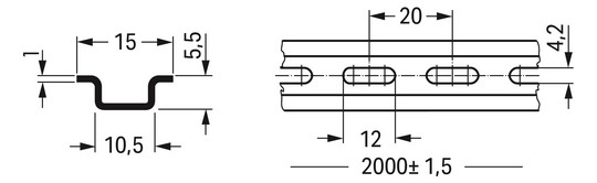 Tragschiene ST g/vz Serie 210 L2000mm Langl Hutschiene TH15