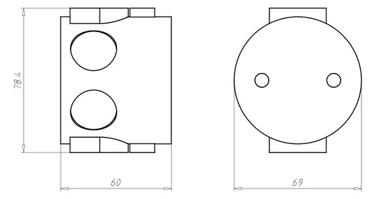 Schallschutzdose UP Ø60x60mm Kst IP2X Ger/VerbDose/kast rnd