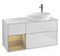 V&B Waschtisch-Unterschrank Wandbeleuchtung Finion 120cm, Abdeckplatte white matt, Regal Oak Veneer, White matt lacquer