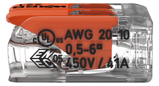 Steckklemme 2f 450V 32A Serie 221 0,5-6qmm m.BetätiHebel f.Massivleiter