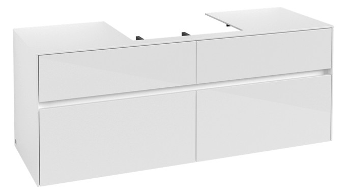 V&B Waschtischunterschrank Collaro 140x54,8x50cm, Waschtisch mittig, glossy white