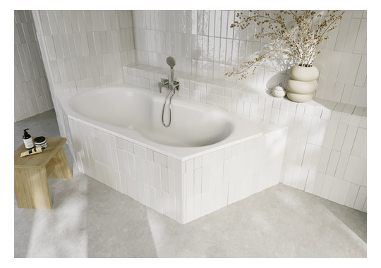 6-Eck-Badewanne BetteMetric 6841 edelweiß, 206x90x45cm, Fußende links, Überlauf vorne