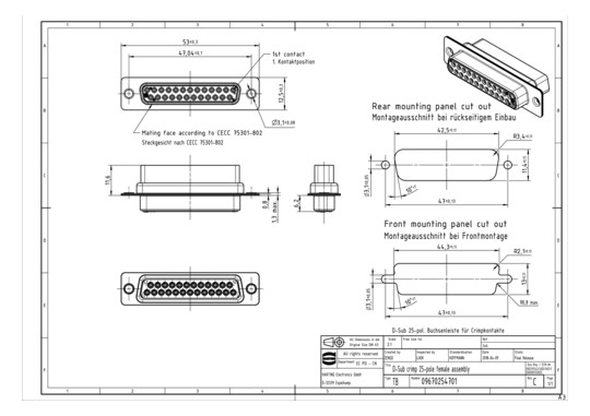 HART D-SUB ISOLIERK. F. BUCH 09670254701 