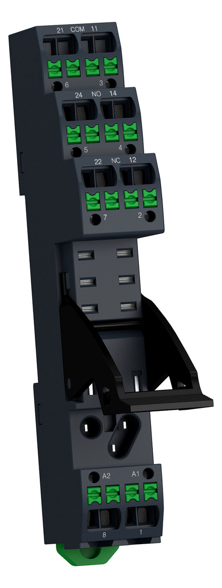 Relaissockel Federzug TS35 8Pins abn.Klemm Hutschiene TH35 16x67x98mm
