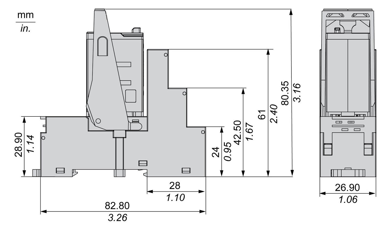 Schaltrelais 0-24V/AC 4W IP20 Steckanschl