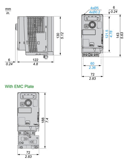 Frequenzumrichter lin=0,3 200-240V E1ph A3ph 599Hz 50/60Hz IP20 5%F 10%V