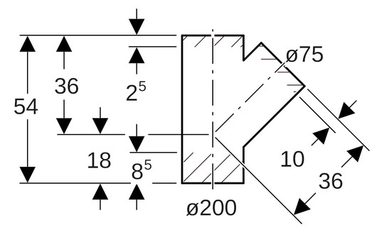 Geberit Abzweig PE DN 200/70, 45°, PE-HD